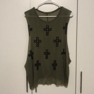 Studded cross Muscle tee